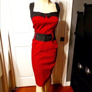 Pinup Rockabilly Red and Black Polka Dot Dress by Switchblade Stiletto, S